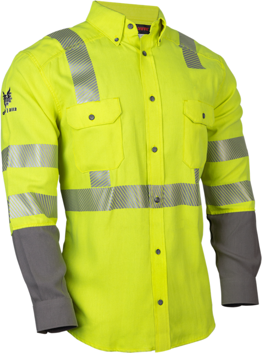 high vis dress shirt TradeMutt Men's Snazzy Orange Day/Night Hi Vis 2.0 Full Button Work Shirt Size: 2XL