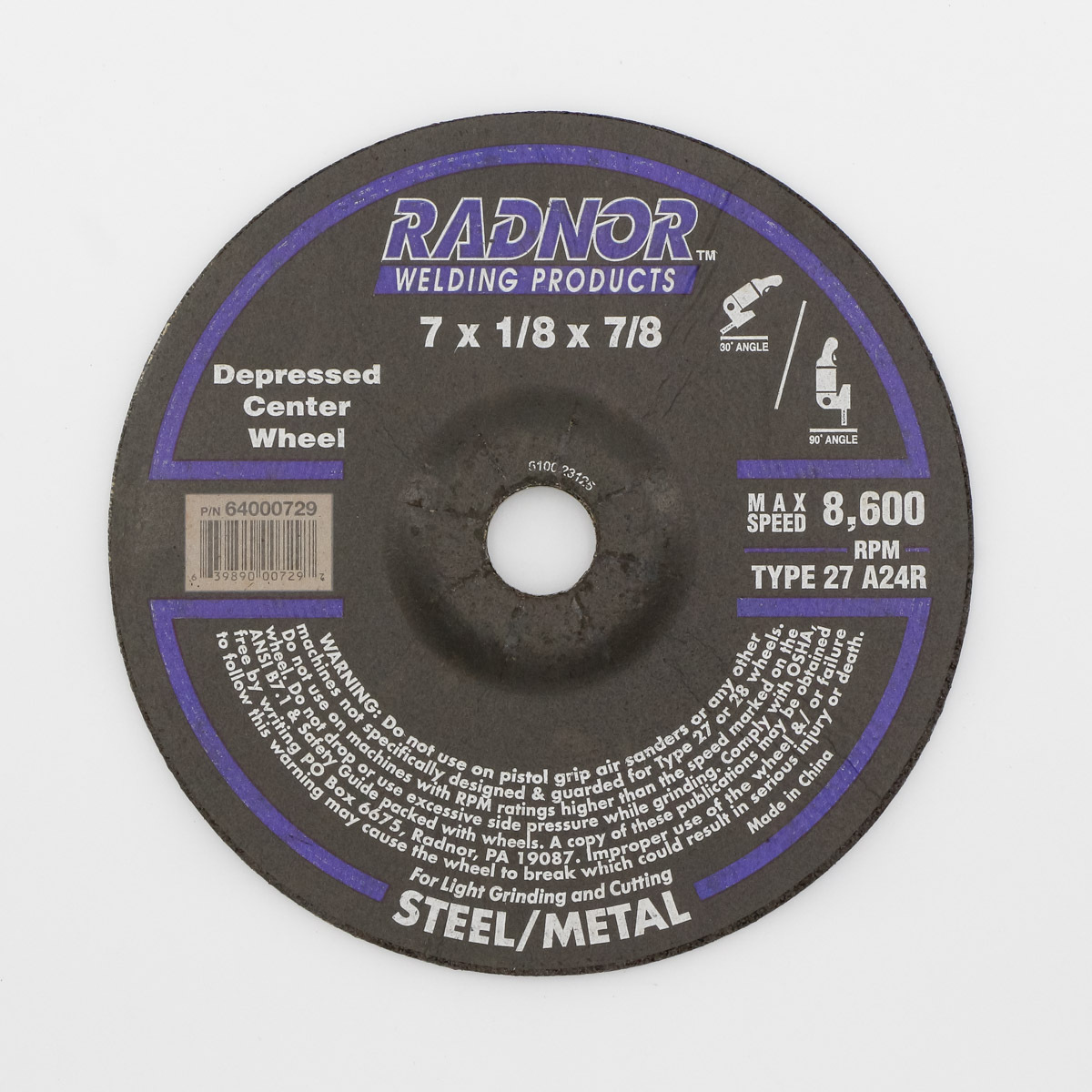 3M™ Cubitron™ II Depressed Center Grinding Wheel, 64316, T27, black, 9 in x 1/4 in x 7/8 in (22 3M™ Cubitron™ II Depressed Center Grinding Wheel, 64316, T27, black, 9 in x 1/4 in x 7/8 in (22