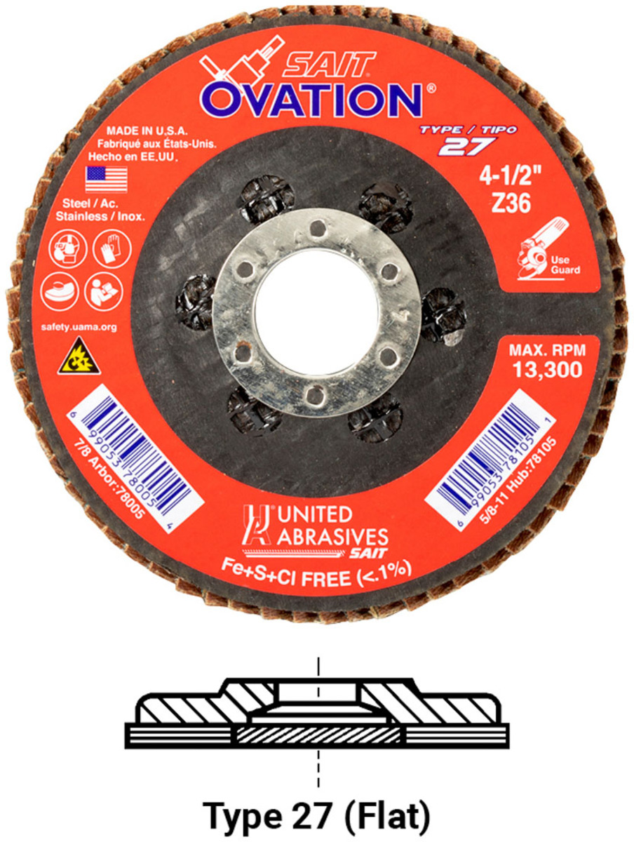 United Abrasives SAIT 59236 4-1/2" Fiber Discs - 36 Grit, Zirconium, 100-Pack Bulk