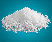 Dry Ice Rice Pellets on light teal background