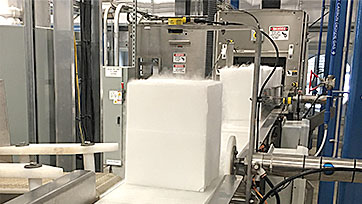 picture of dry ice on conveyor belt
