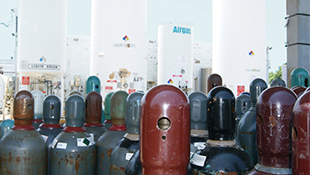 A collection of multi-colored cylinders.