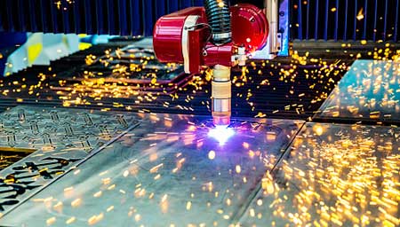 Close up of a CNC cutting robot