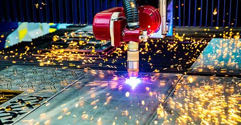 Close up of a CNC cutting robot