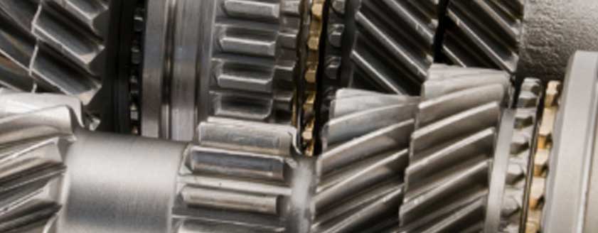 Close up of thick metal gears