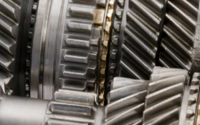Close up of thick metal gears