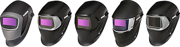 Side-by-side family of RADNOR™ welding helmets made by 3M™ Speedglas™ 