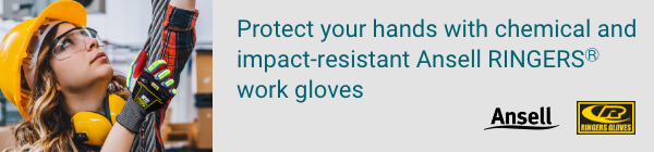 Protect your hands with chemical and impact-resistant Ansell RINGERS® work Gloves