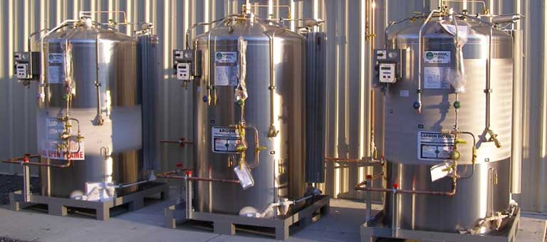 A mounted exterior MicroBulk gas tanks.