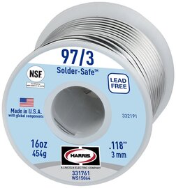 Harris® 0.118" Solder-Safe™ Tin Copper Lead-Free Solder 1 lb / 25 lb Spool / Box
