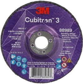 3M™ 4" X 1/4" X 5/8" Cubitron™ 3 36+ Grit Ceramic Grain Type 27 Depressed Center Grinding Wheel