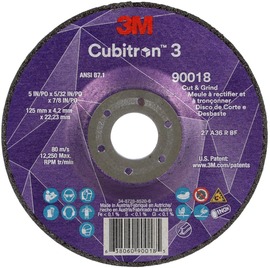 3M™ 5" X 5/32" X 7/8" Cubitron™ 3 36+ Grit Ceramic Grain Type 27 Depressed Center Combination Wheel