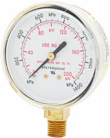 Harris® 2.5" Steel 200 PSI Replacement Regulator Pressure Gauge For Non-Corrosive Gas With 1400 kPa (Dual Scale)