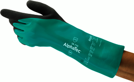 Ansell X-Small Green And Gray AlphaTec® 58-735 INTERCEPT™ Technology Lined Supported Nitrile Chemical Resistant Gloves (6 Pairs Per Bag)