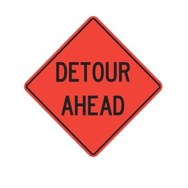 Cortina Safety Products 69" X 4" X 4" Orange And Black Lexan Polycarbonate Roll-Up Sign "DETOUR AHEAD"