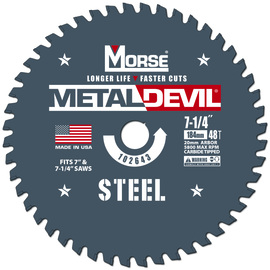 Morse® 7 1/4" 48 Teeth Metal Devil Carbide Tipped Circular Saw Blade (For Steel Cutting)