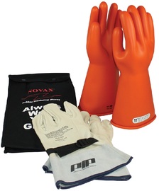 Protective Industrial Products Size 8 Orange NOVAX® Rubber/Goatskin Class 1 Linesmens Gloves