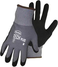 Protective Industrial Products Large Boss® 15 Gauge Black Nitrile Palm And Finger Coated Work Gloves With Gray Nylon Liner And Knit Wrist
