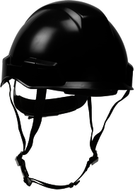 Protective Industrial Products Black Rocky™ ABS/Polycarbonate Non-Vented Cap Style Climbing Helmet With Wheel Ratchet/4 Point Nylon Webbing Cradle Suspension