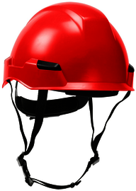 Protective Industrial Products Red Rocky™ ABS/Polycarbonate Non-Vented Cap Style Climbing Helmet With Wheel Ratchet/4 Point Nylon Webbing Cradle Suspension