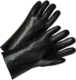 Protective Industrial Products Large PIP® Black PVC Full Hand Coated Work Gloves With Black Cotton Liner And Straight Cuff