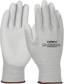 Protective Industrial Products X-Large QRP® Qualakote® 15 Gauge Light Gray Polyurethane Palm Coated Work Gloves With Gray Carbon And Nylon Liner And Knit Wrist