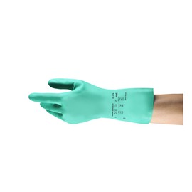 Ansell Size 10 Green AlphaTec Solvex 37-175 Cotton Flocking Chemical Resistant Gloves