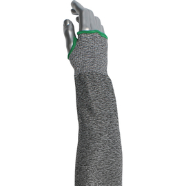 RADNOR™ 18" Long Gray Kut Gard® ATA® Technology HPPE Fiber Cut A6 ANSI Level Cut Resistant Sleeve With Thumb Hole