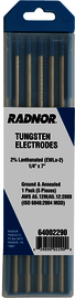 RADNOR™ 1/4" X 7" 2% Lanthanated Tungsten Electrode Ground (5 Per Package)
