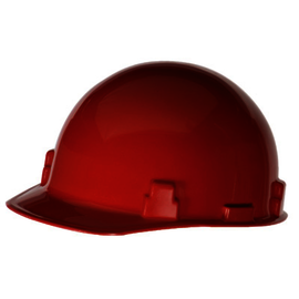 RADNOR™ Red SmoothDome™ Polyethylene Cap Style Hard Hat With Ratchet Suspension