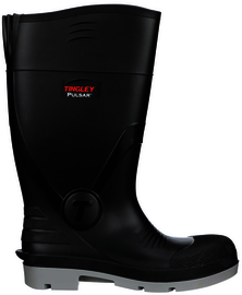 Tingley Size 10 Black/Gray Pulsar PVC Plain Toe Knee Boots With Chevron Plus® Outsole