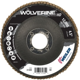 Weiler® Wolverine® 4 1/2" X 7/8" 80 Grit Type 27 Flap Disc