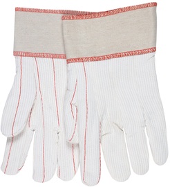 MCR Safety Large White 18 oz. Nap In Cotton Poly Double Palm Hot Mill Gloves With Safety Cuff Wrist
