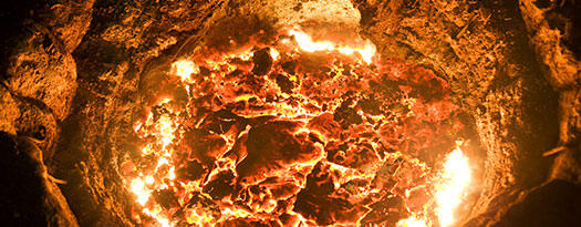 A cauldron of molten metal