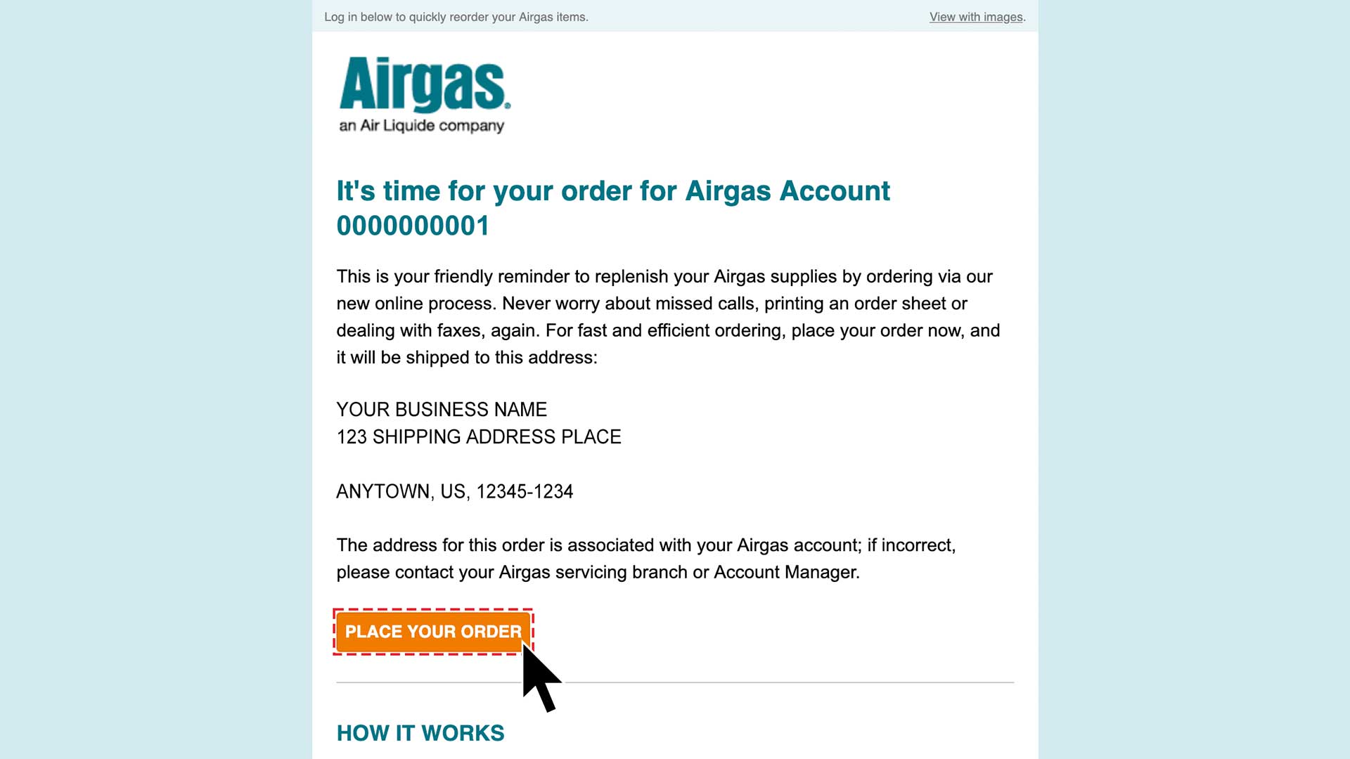Online Reorder Alerts Airgas