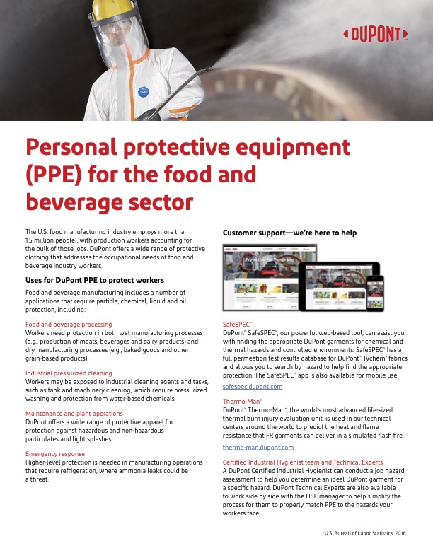 Image and description of DuPont general protection garments brochure available for download