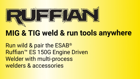 ESAB Ruffian, MIG & TIG weld & run tools anywhere.