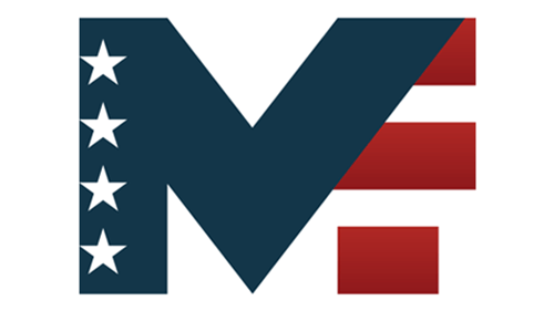 Red, white and blue MF for a Military Friendly logo.