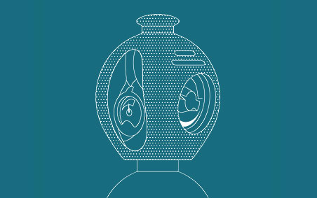 A teal and white linedrawing of an Airgas EXELTOP cylinder head