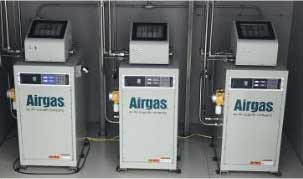 A row of three Airgas gas mixers.
