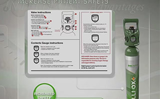 A frame from the video showing the Intelli-OX cylinder and a list of features.