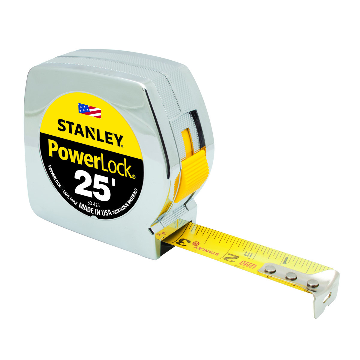 Airgas Corrosion-Resistant Stanley® X PowerLock® Measure - Tape 25\' With End S2933-425 Chrome 1\