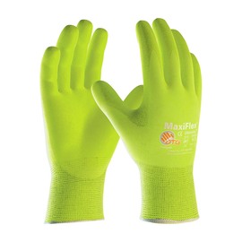 Protective Industrial Products 2X MaxiFlex® Ultimate™ 15 Gauge Hi-Viz Yellow Nitrile Palm And Finger Coated Work Gloves With Hi-Viz Yellow Nylon And Elastane Liner And Knit Wrist