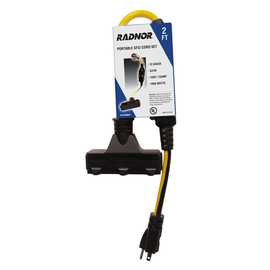 RADNOR® 2' 15 A 125 VAC PVC Jacket Yellow Extension Cord With Ground Fault Circuit Interrupter (GFCI)