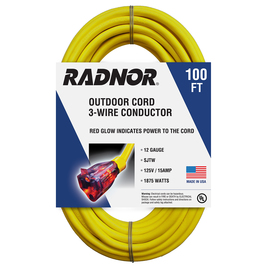 RADNOR™ 100' 15 A 125 VAC PVC Jacket Yellow Extension Cord