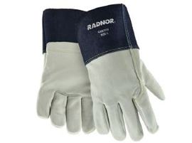 RADNOR™ Large 12" White Premium Cowhide Unlined MIG Welders Gloves