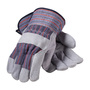 Protective Industrial Products Men's Gray Economy Grade Split Leather Palm Gloves With Canvas Back And Starched Safety Cuff