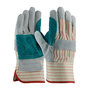 Protective Industrial Products Large Gray Double Leather Palm Gloves With Canvas Back And Rubberized Safety Cuff