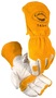 Protective Industrial Products Large Gold And White Cowhide Palm Gloves With Leather Back And Gauntlet Cuff