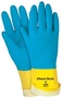 MCR Safety Size 9 Blue And Yellow Chem-Tech Flock Lined 28 mil Latex Chemical Resistant Gloves